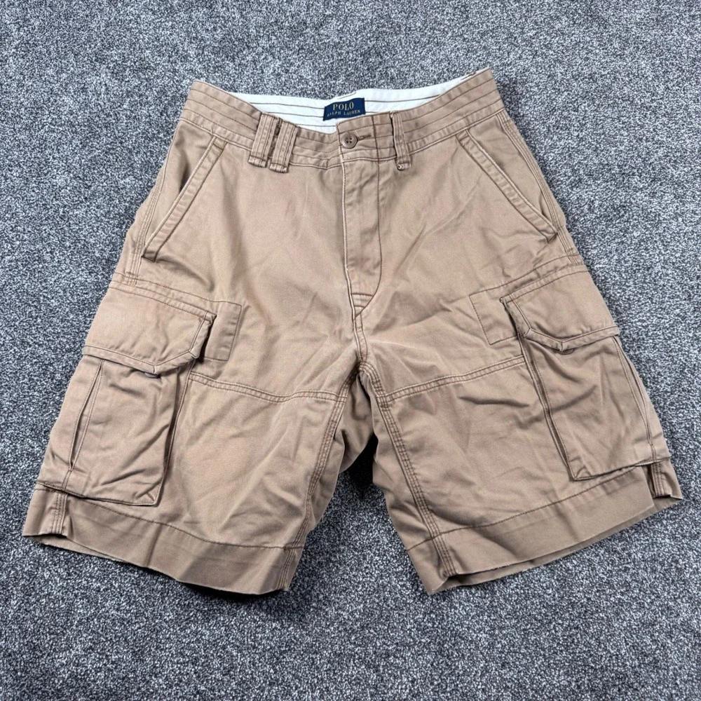 Polo Ralph Lauren Cargo Shorts Men 30 Khaki Tan Paratrooper Classic Multi Pocket